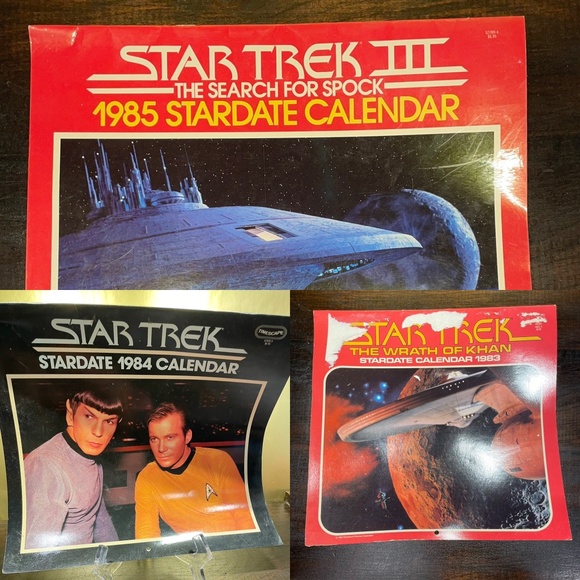 Lot 3 Star Trek Stardate 1983 1984 1985 Calendar Collectible Spock Khan - Picture 1 of 16